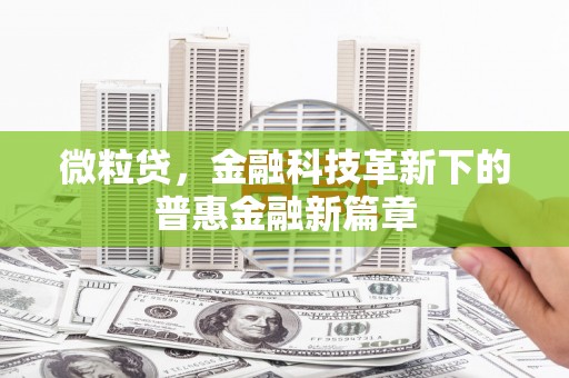 锡林郭勒微粒贷，金融科技革新下的普惠金融新篇章