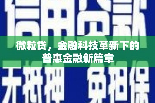 锡林郭勒微粒贷，金融科技革新下的普惠金融新篇章